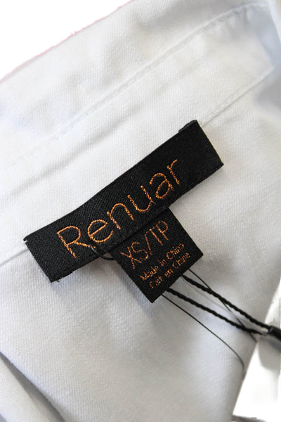 Renuar Womens Long Sleeved Raw Hem Detail Buttoned Blouse White Size XS