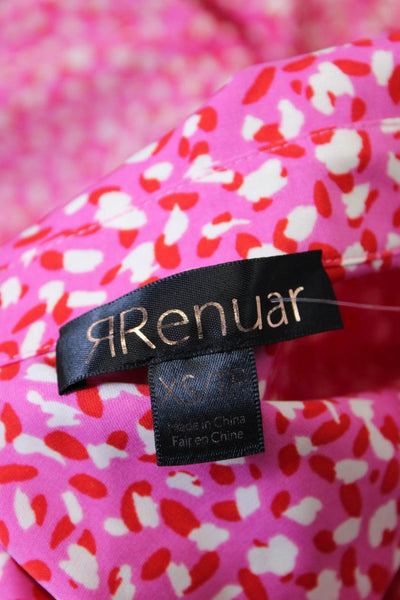 Renuar Womens Collared Spotted Print Buttoned Long Sleeve Blouse Pink Size XS