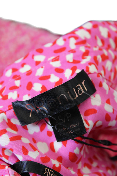 Renuar Womens Collared Spotted Print Buttoned Long Sleeve Blouse Pink Size S
