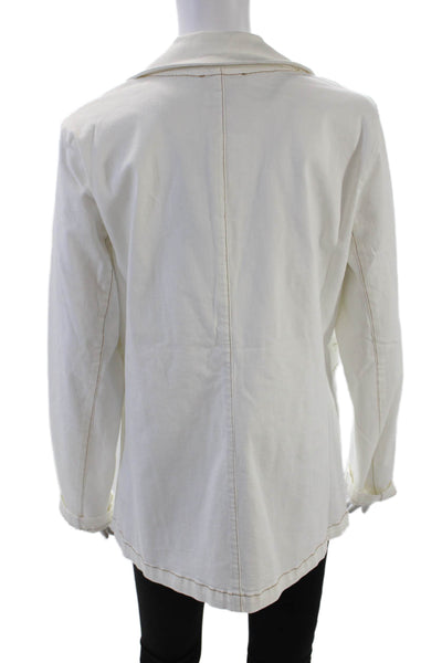 Renuar Womens Cotton Contrast Stitch Single Button Pocketed Blazer White Size XL