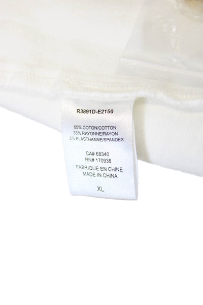 Renuar Womens Cotton Contrast Stitch Single Button Pocketed Blazer White Size XL