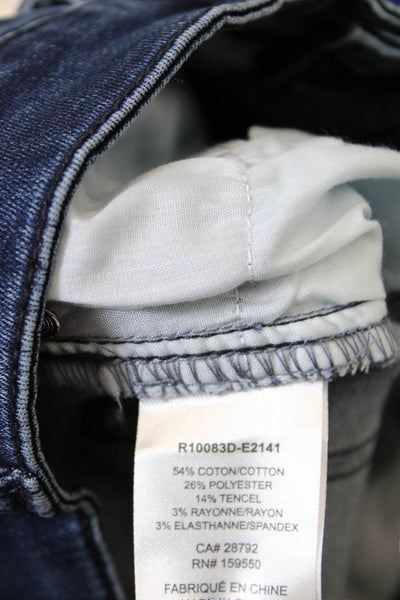 Renuar Womens Cotton Mid Rise Rhinestone Detail Skinny Jeans Blue Size 4