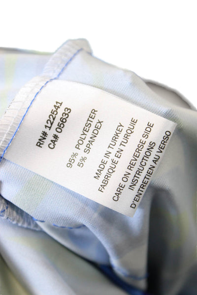 Isle Womens Watercolor Short Sleeve Ruffled Detail Mini Dress Blue Size XS