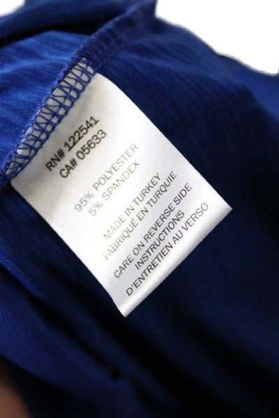 Isle Womens Azure Sheer Ruffle Detail Short Sleeve Mini Dress Blue Size XL