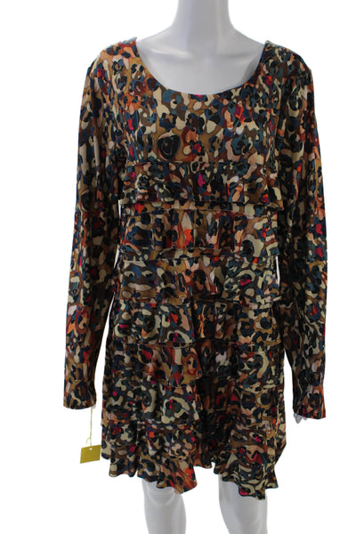 Isle Womens Elelements Long Sleeve Spotted Print Mini Dress Multicolor Size XL