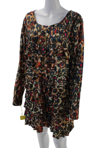 Isle Womens Elelements Long Sleeve Spotted Print Mini Dress Multicolor Size XL
