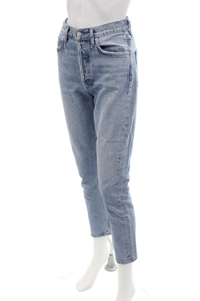 Agolde Womens High Rise Button Up Skinny Leg Jeans Blue Cotton Size 23