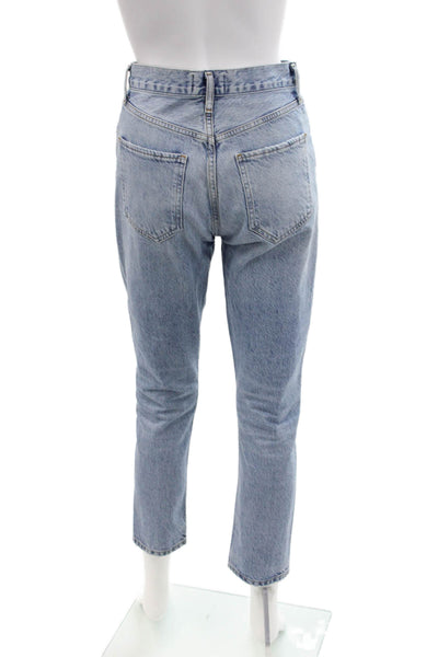 Agolde Womens High Rise Button Up Skinny Leg Jeans Blue Cotton Size 23