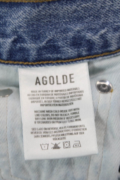 Agolde Womens High Rise Button Up Skinny Leg Jeans Blue Cotton Size 23