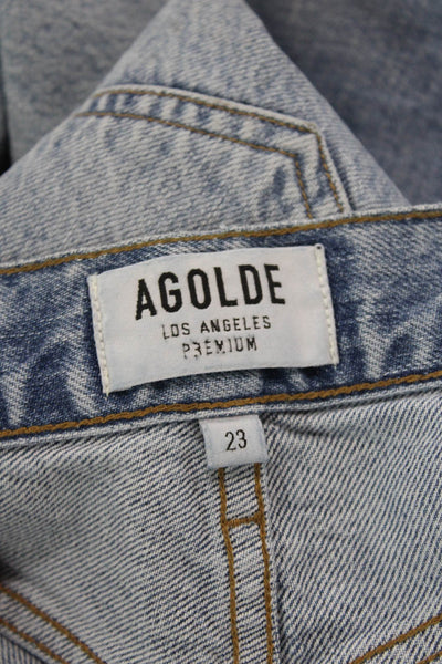 Agolde Womens High Rise Button Up Skinny Leg Jeans Blue Cotton Size 23