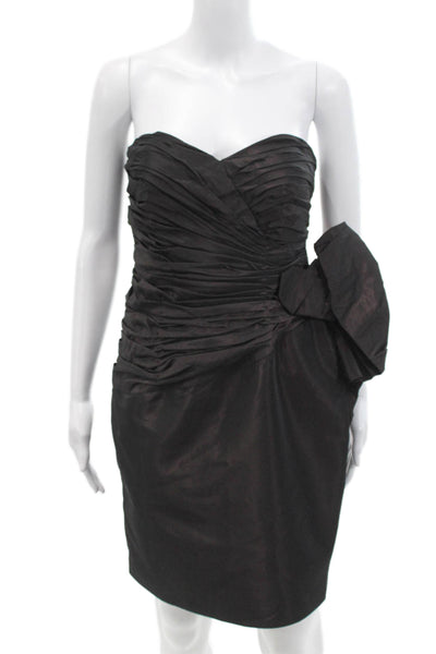 Vicky Tiel Womens Strapless Sleeveless Pleated Mini Dress Black Size 6