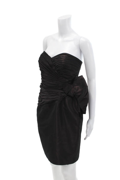 Vicky Tiel Womens Strapless Sleeveless Pleated Mini Dress Black Size 6