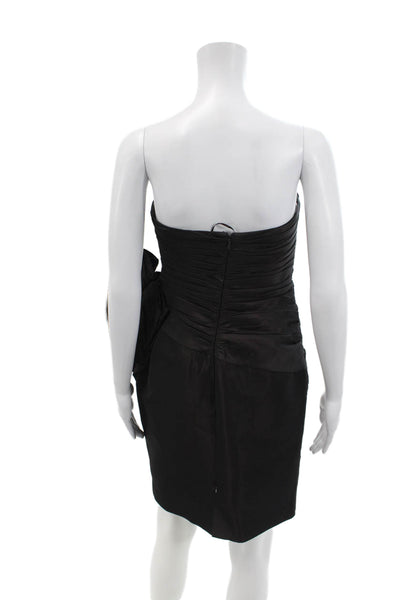 Vicky Tiel Womens Strapless Sleeveless Pleated Mini Dress Black Size 6