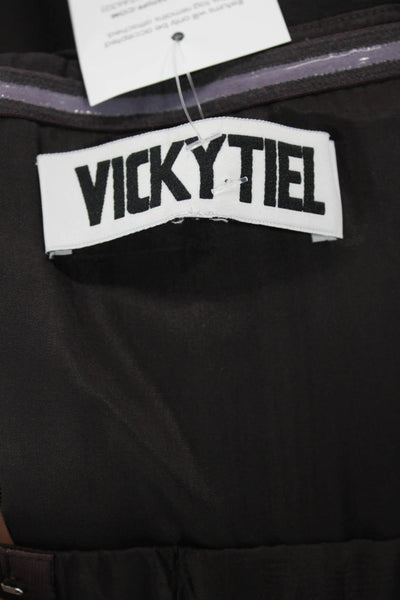 Vicky Tiel Womens Strapless Sleeveless Pleated Mini Dress Black Size 6