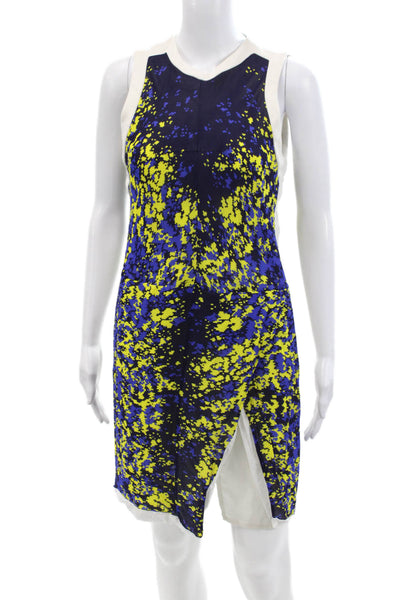 Pringle of Scotland Womens Geometric Sleeveless Zippered Dress Blue Size 8