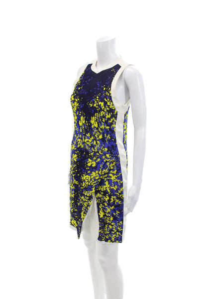Pringle of Scotland Womens Geometric Sleeveless Zippered Dress Blue Size 8