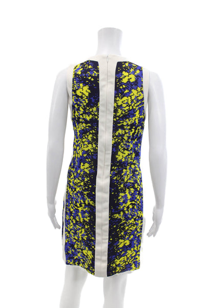 Pringle of Scotland Womens Geometric Sleeveless Zippered Dress Blue Size 8