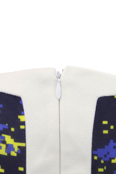 Pringle of Scotland Womens Geometric Sleeveless Zippered Dress Blue Size 8