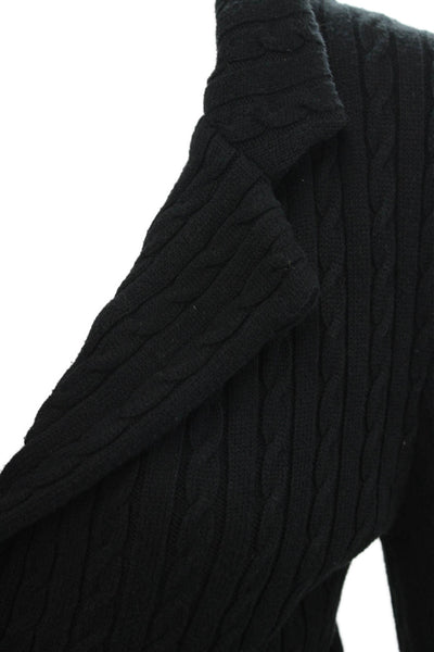 525 America Womens Cable Knit Notch Collar Button Up Blazer Jacket Black Size S