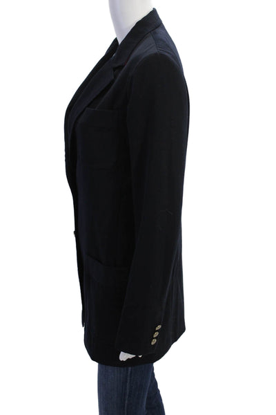 Iisli Womens Textured Collared Long Sleeve Button Suit Blazer Navy Size 06