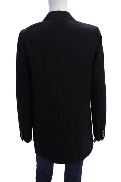 Iisli Womens Textured Collared Long Sleeve Button Suit Blazer Navy Size 06