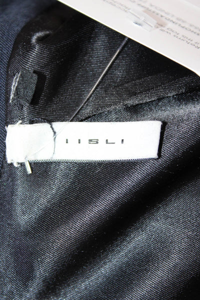 Iisli Womens Textured Collared Long Sleeve Button Suit Blazer Navy Size 06