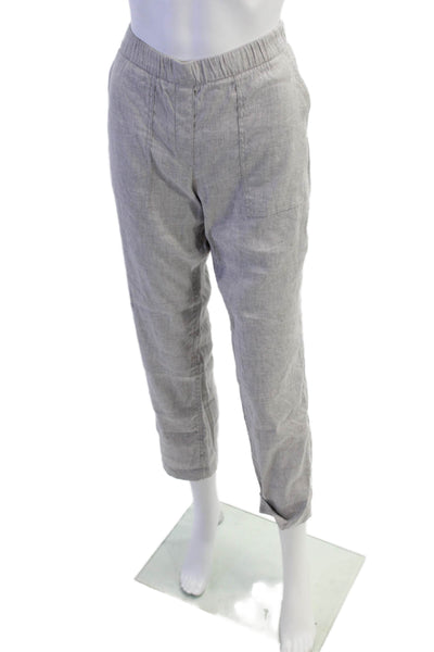 Theory Womens Cotton Elastic Waistband Lined Straight Leg Casual Pants Gray Size