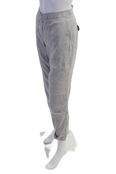 Theory Womens Cotton Elastic Waistband Lined Straight Leg Casual Pants Gray Size