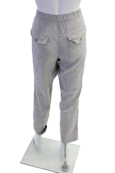 Theory Womens Cotton Elastic Waistband Lined Straight Leg Casual Pants Gray Size