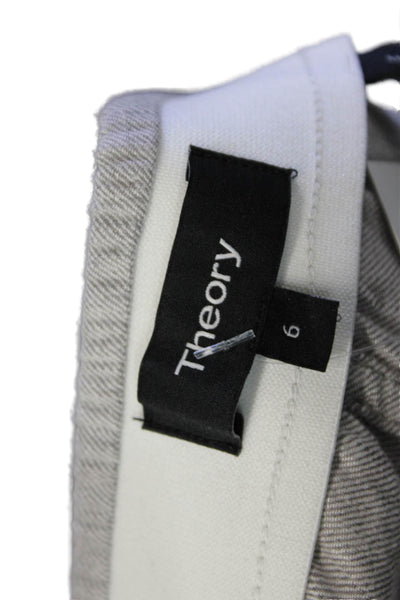 Theory Womens Cotton Elastic Waistband Lined Straight Leg Casual Pants Gray Size