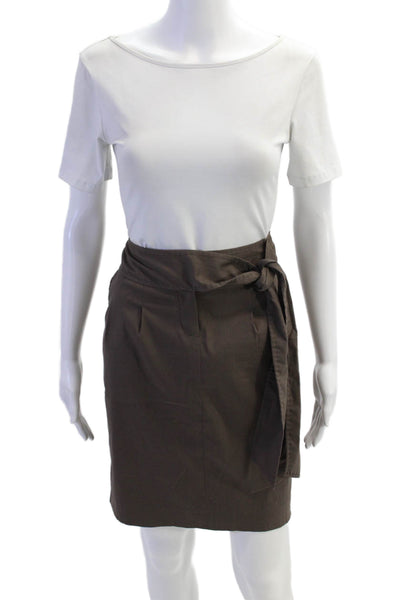 Elie Tahari Womens Textured Tie Front Lined Mini Dress Skirt Brown Size M