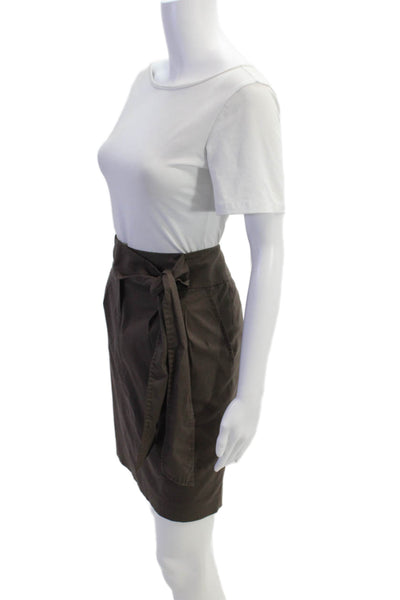Elie Tahari Womens Textured Tie Front Lined Mini Dress Skirt Brown Size M