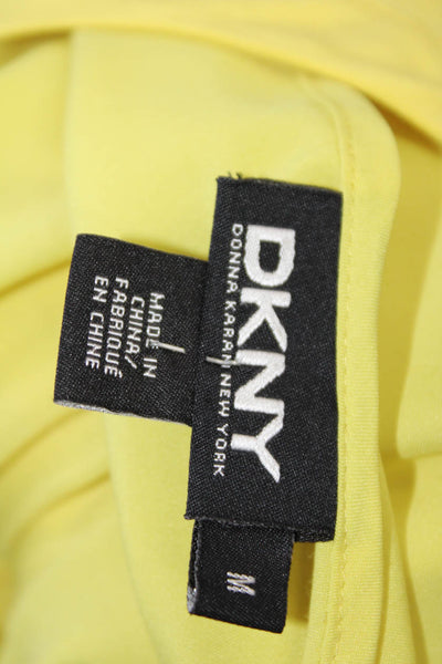 DKNY Womens Silk Short Sleeve Tie Front Button Blouse Tank Set Yellow Size M