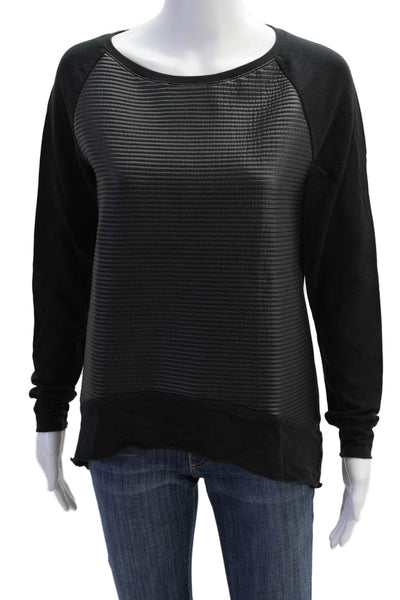 Generation Love Womens Faux Leather Long Sleeve Top Black Size M