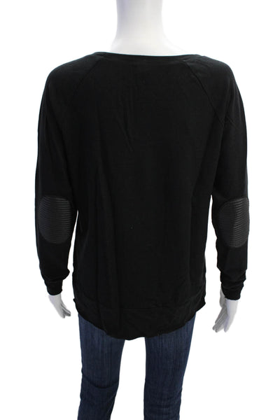 Generation Love Womens Faux Leather Long Sleeve Top Black Size M