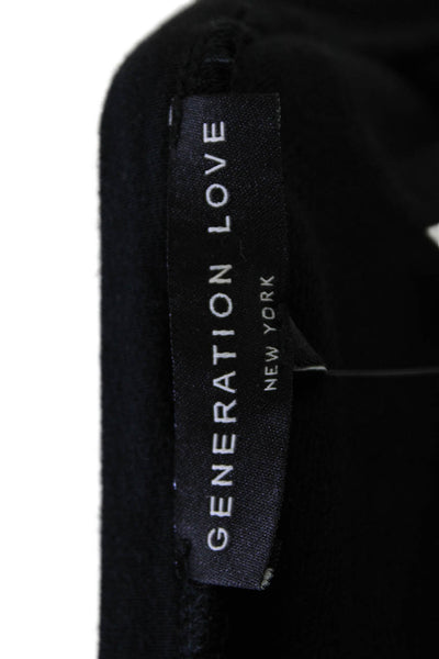 Generation Love Womens Faux Leather Long Sleeve Top Black Size M