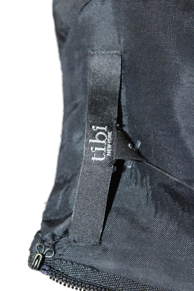 Tibi Womens Metallic Short Sleeve Sheath Dress Black Size 2
