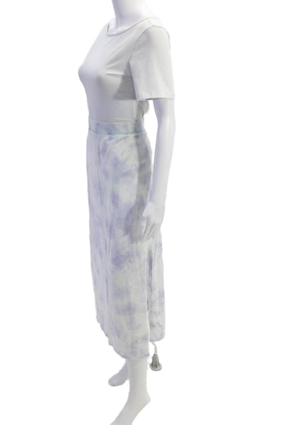 Z Supply Womens Elastic Waist Tie Dye Print Slit Casual Midi Skirt Blue Size S
