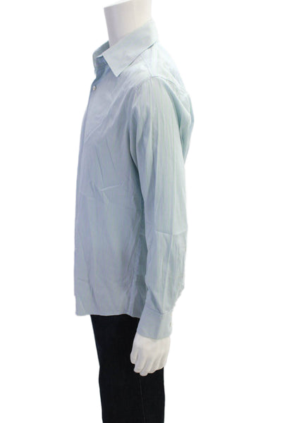 Theory Mens Long Sleeve Striped Button Down Shirt Blue Size M