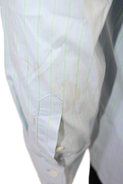 Theory Mens Long Sleeve Striped Button Down Shirt Blue Size M