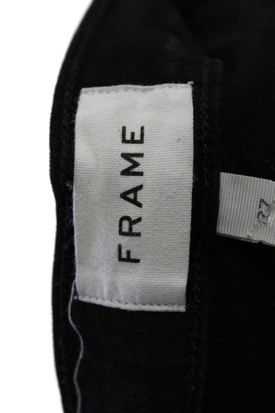Frame Womens Cotton Zip Button Slim Leg Fray Bottom Pants Black Size EUR 27