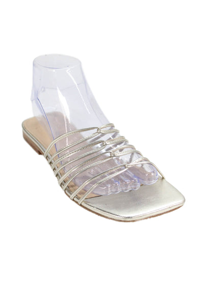 MARC FISHER LTD Womens Metallic Strappy Slide Sandals Gold Leather Size 7.5M