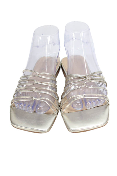 MARC FISHER LTD Womens Metallic Strappy Slide Sandals Gold Leather Size 7.5M