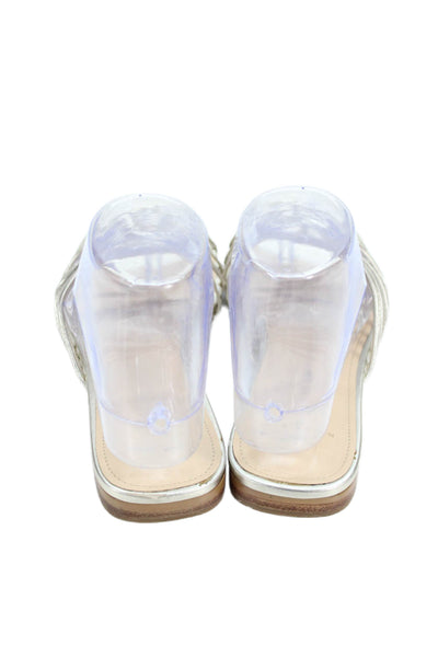 MARC FISHER LTD Womens Metallic Strappy Slide Sandals Gold Leather Size 7.5M