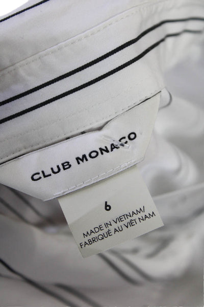 Club Monaco Womens Cotton Striped Short Sleeve Shirt Dress White Size 6