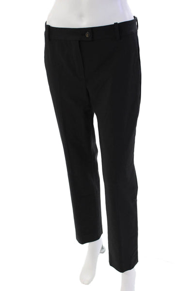 Massimo Dutti Womens Cotton Mid-Rise Zippered Dress Pants Black Size 6