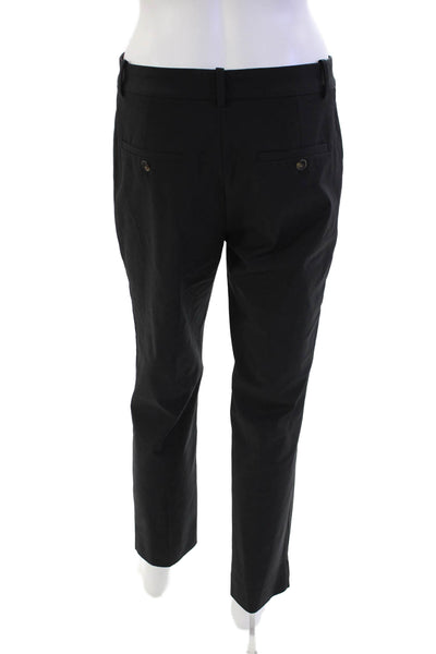 Massimo Dutti Womens Cotton Mid-Rise Zippered Dress Pants Black Size 6