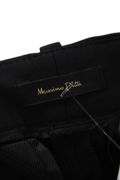 Massimo Dutti Womens Cotton Mid-Rise Zippered Dress Pants Black Size 6