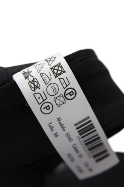 Massimo Dutti Womens Cotton Mid-Rise Zippered Dress Pants Black Size 6