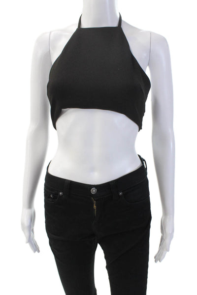 Lovers + Friends Womens Cropped Sleeveless Halter Top Blouse Black Size Extra Sm